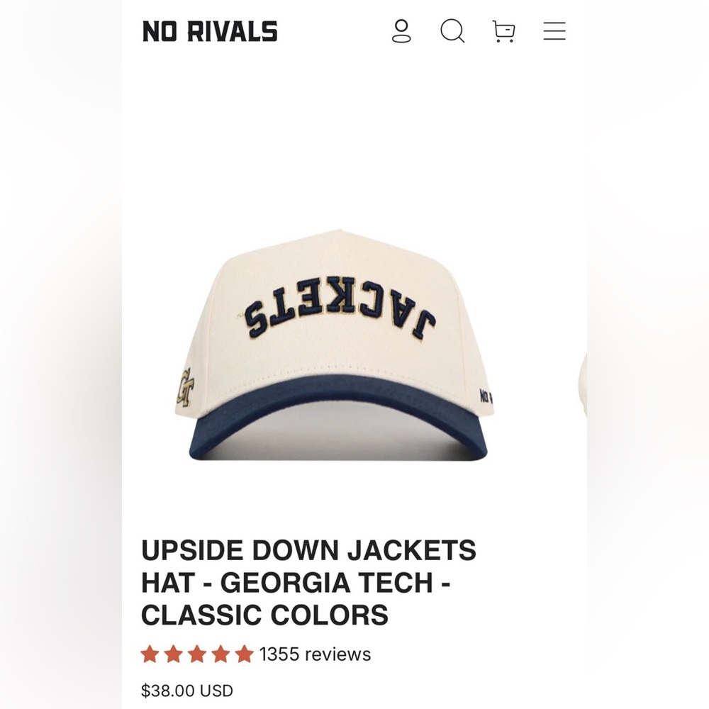 NWT Upside down JACKETS Georgia Tech No Rivals hat